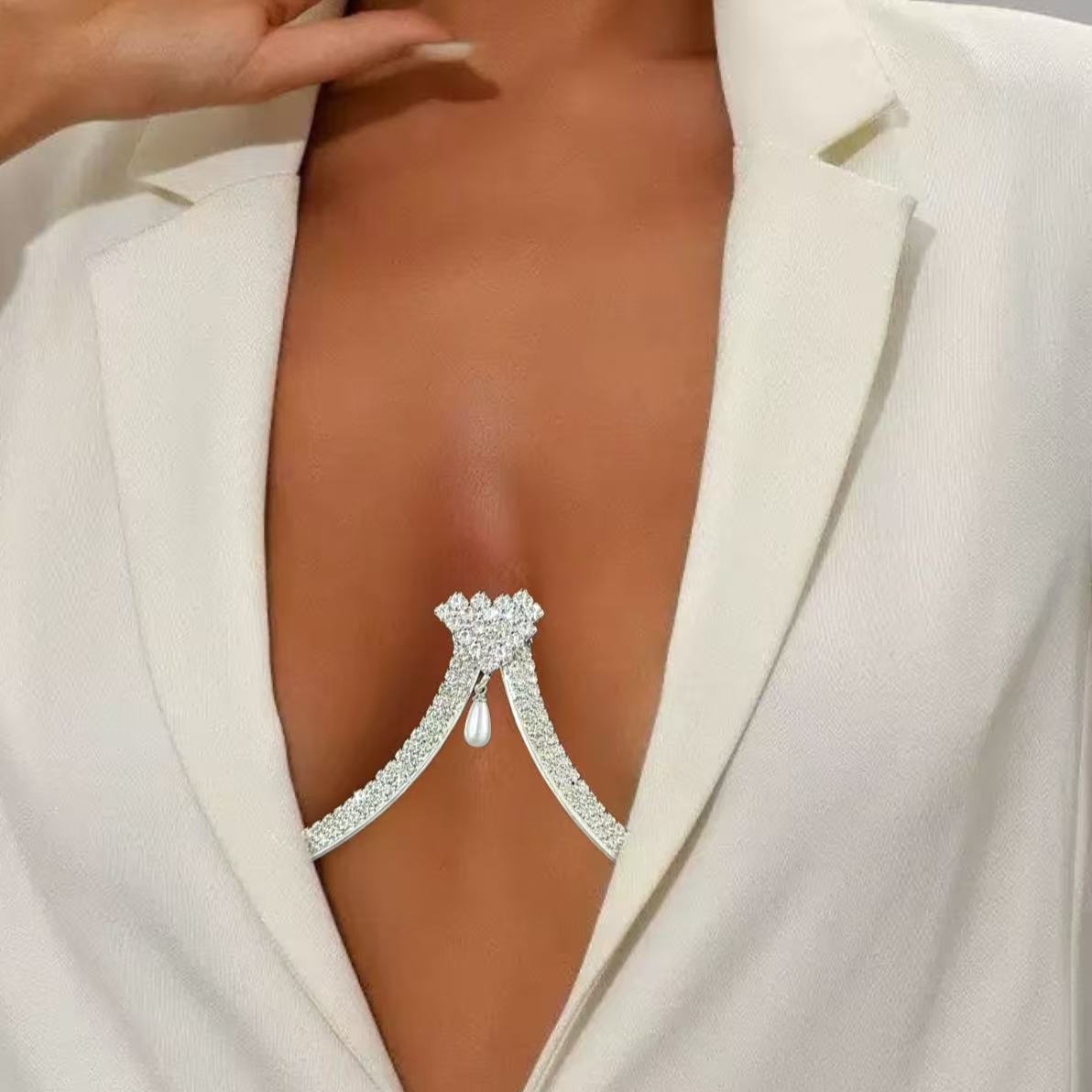 Body Jewelry Necklace - Liontin Mutiara Penyangga Dada Wanita Kalung