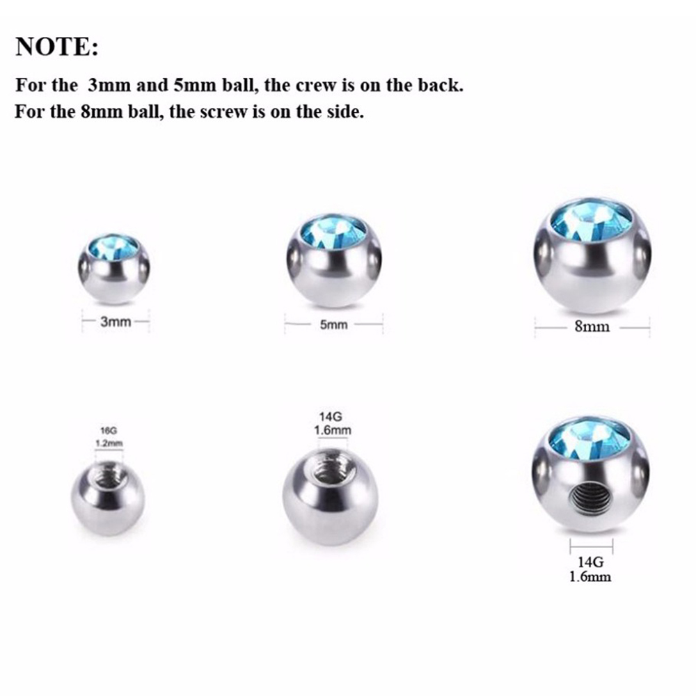 60Pcs Stainless Steel CZ Krist - Body Jewelry Replacement Ball ulasan dan harga