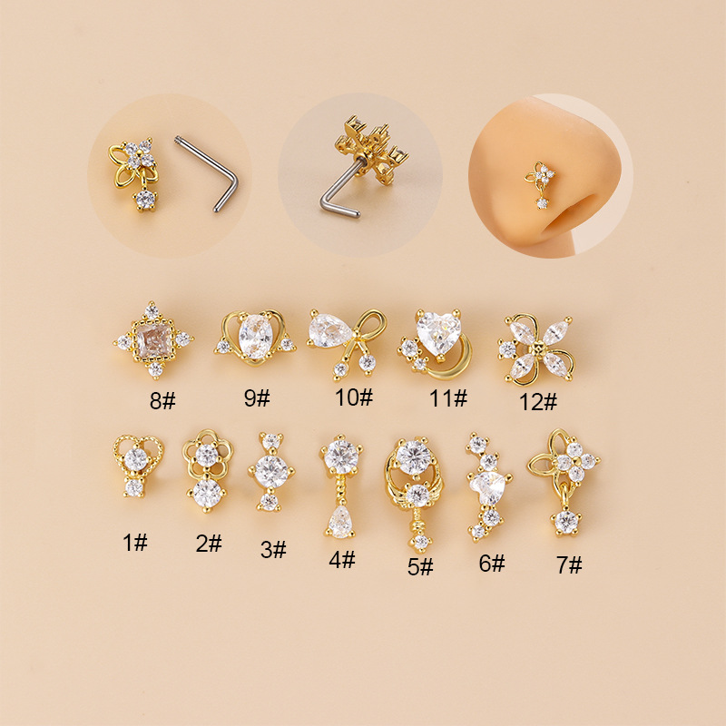 Anting Hidung Bentuk L 20G den - Body Jewelry Surgical Steel ulasan dan harga