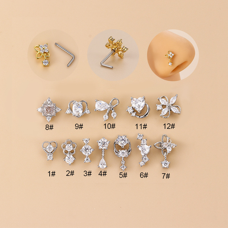 Anting Hidung Bentuk L 20G den - Body Jewelry Surgical Steel ulasan dan harga
