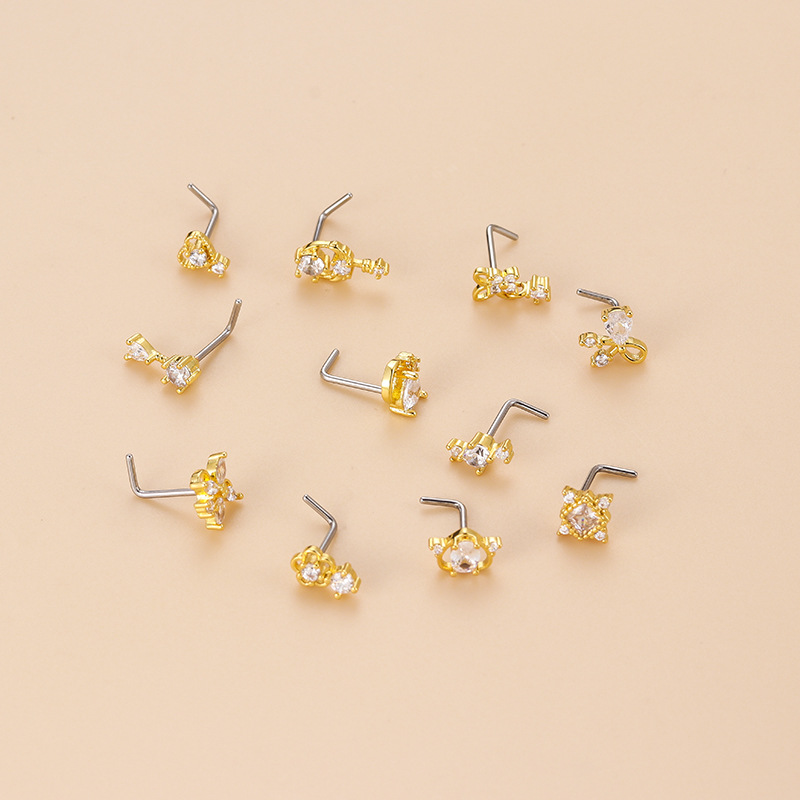 Anting Hidung Bentuk L 20G den - Body Jewelry Surgical Steel ulasan dan harga