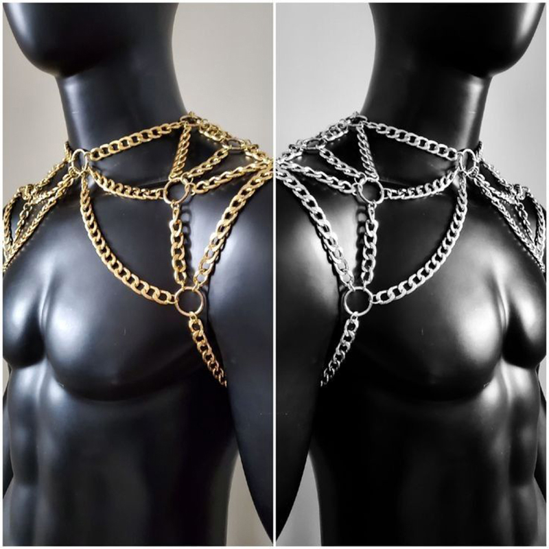 Punk Pria Bahu Tubuh Rantai Ke - Body Jewelry Necklace ulasan dan harga