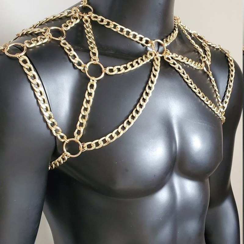Punk Pria Bahu Tubuh Rantai Ke - Body Jewelry Necklace ulasan dan harga